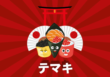 Temaki Cartoon Free Vector - vector gratuit #444347